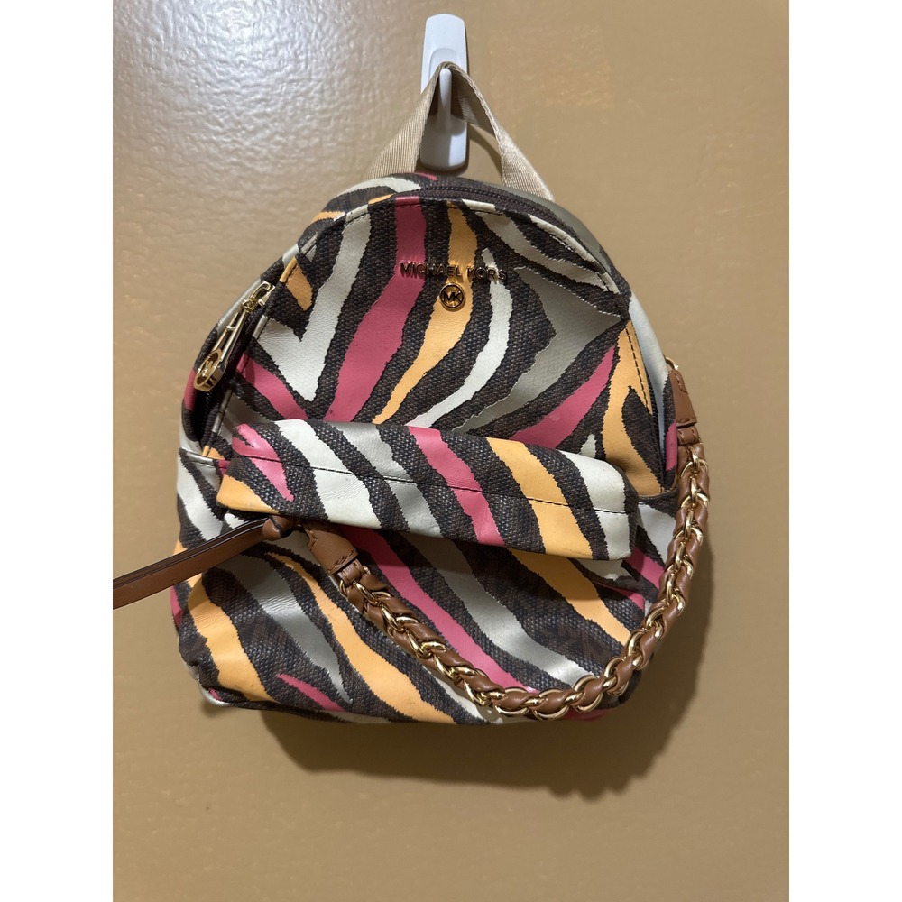 Michael Kors Mini Backpack Women Small Multi Zebra Good Chain Detail Rhea
